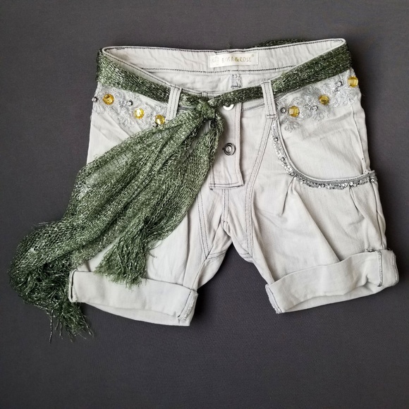 Anthropologie Pants - Anthropology Funky Light Denim Glitter Shorts